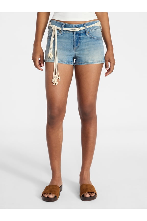 Lowrise Studded Denim Mini Short 2" Inseam, Women's