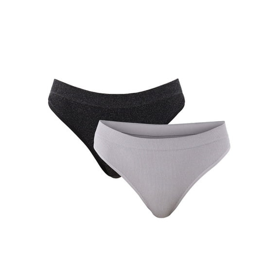 No Boundaries Lurex Thong, 2-Pack, Women's