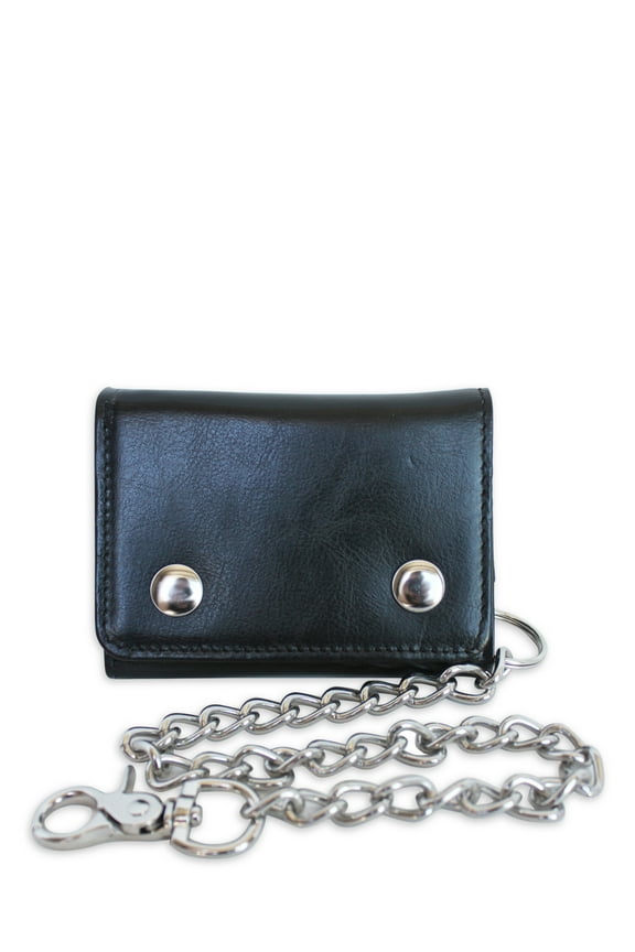 Men's Two Snap Chain Wallet Black