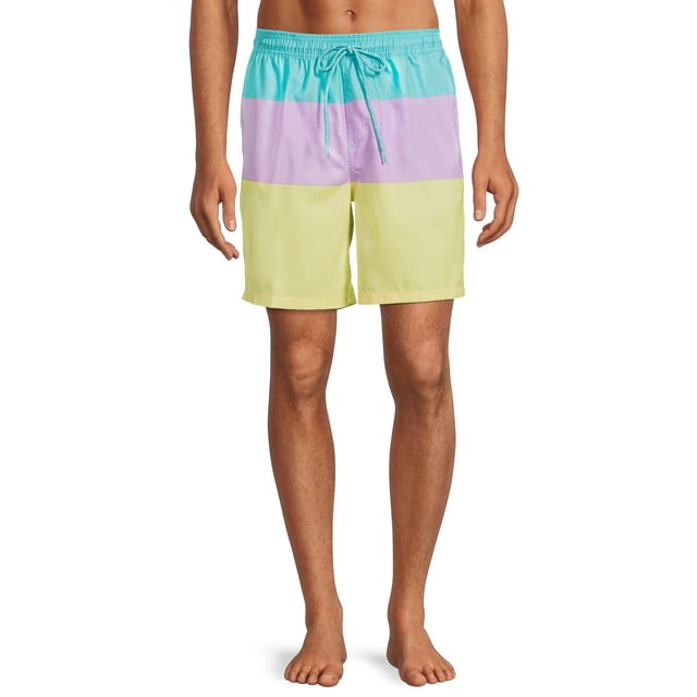 No Boundaries Men's & Big Men's 7" Printed Swim Trunks