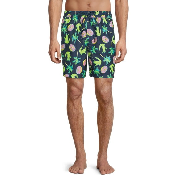 No Boundaries Men's & Big Men's 7" Printed Swim Trunks