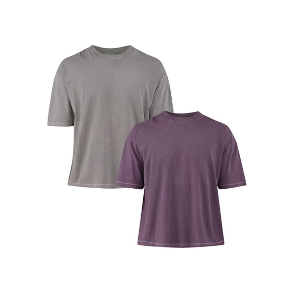 No Boundaries Boxy Cropped Tee, 2-Pack, Men's and Big Men's