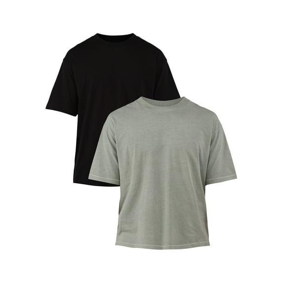 No Boundaries Boxy Cropped Tee, 2-Pack, Men's and Big Men's