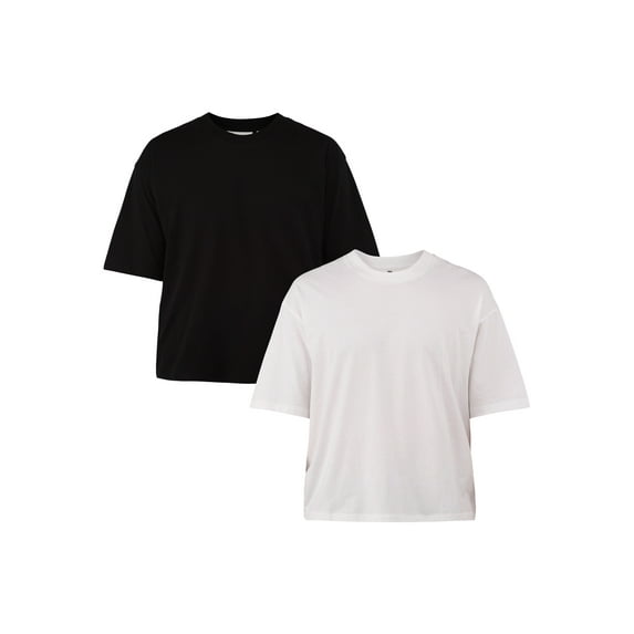 No Boundaries Boxy Cropped Tee, 2-Pack, Men's and Big Men's