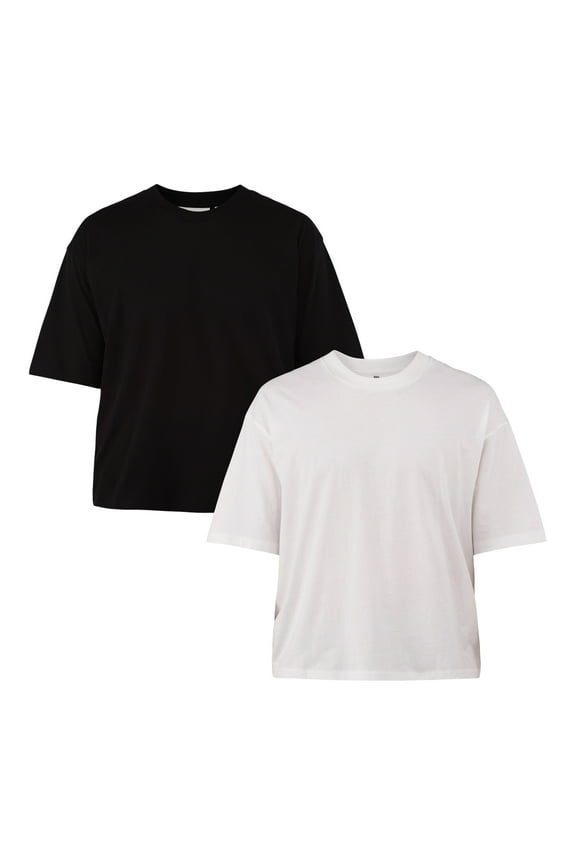 Boxy Cropped Tee, 2-Pack, Men's and Big Men's