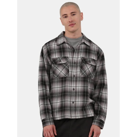 No Boundaries Men's & Big Men's Boxy Fit Flannel Shirt, Sizes XS-3XL