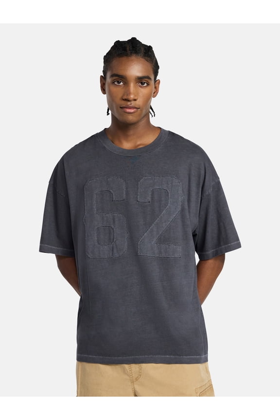 Boxy Number Tee with Short Sleeves, Men's XS-5XL