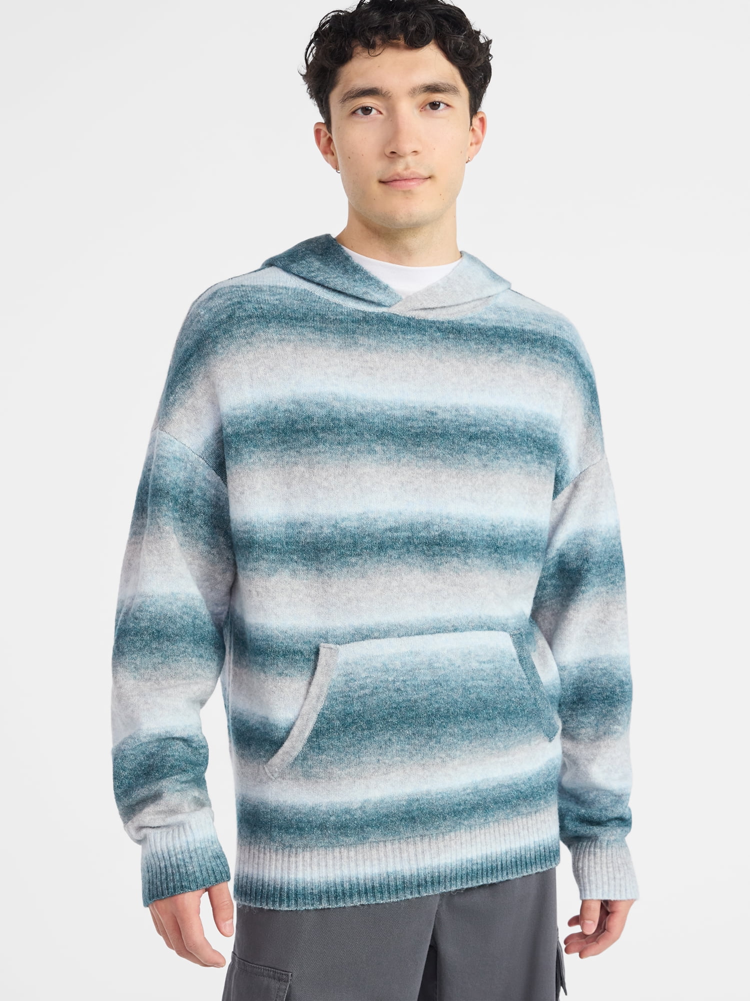 No Boundaries Brushed Hooded Sweater with Long Sleeves, Midweight, Men's & Big Men's XS-3XL