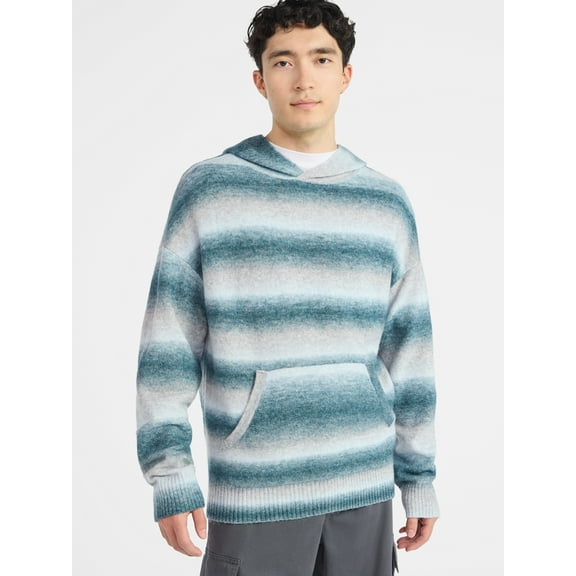 No Boundaries Brushed Hooded Sweater with Long Sleeves, Midweight, Men's & Big Men's