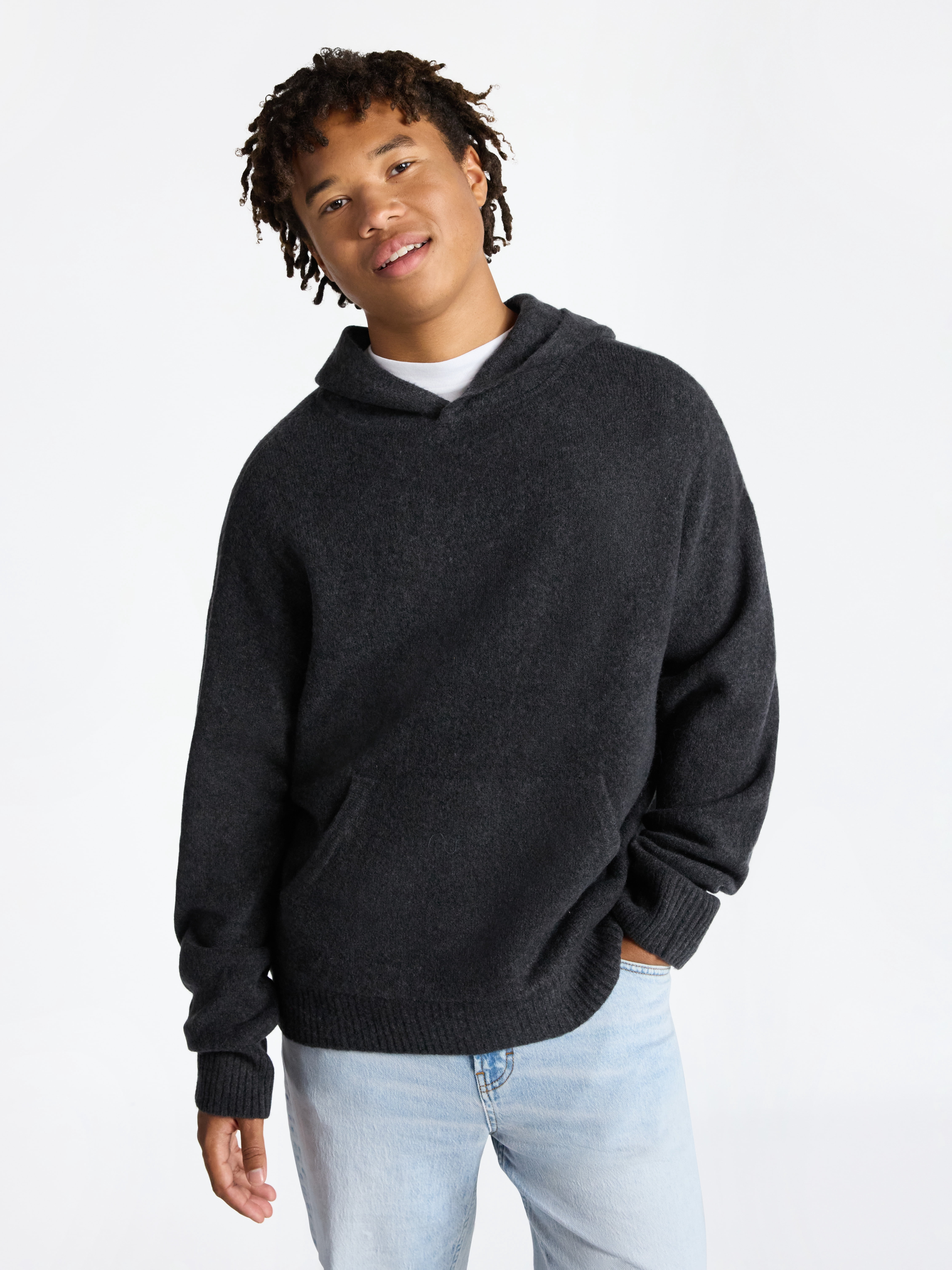 No Boundaries Brushed Hooded Sweater with Long Sleeves, Midweight, Men's & Big Men's XS-3XL