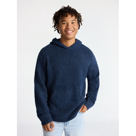 No Boundaries Brushed Hooded Sweater with Long Sleeves, Midweight, Men's & Big Men's XS-3XL