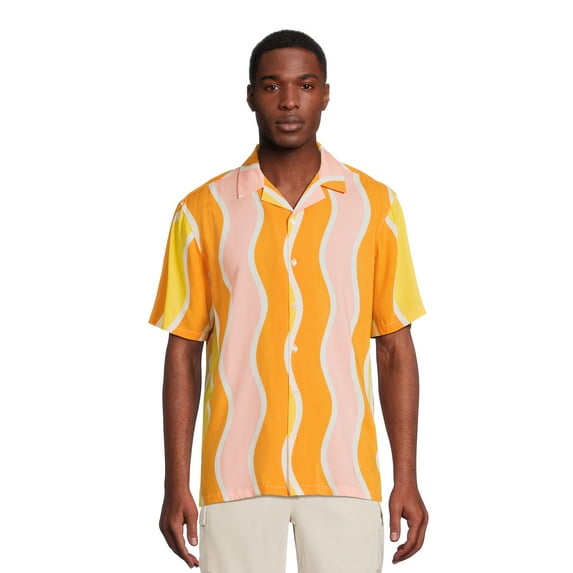 No Boundaries Men's & Big Men's Button-Down Rayon Shirt, Sizes XS-5XL