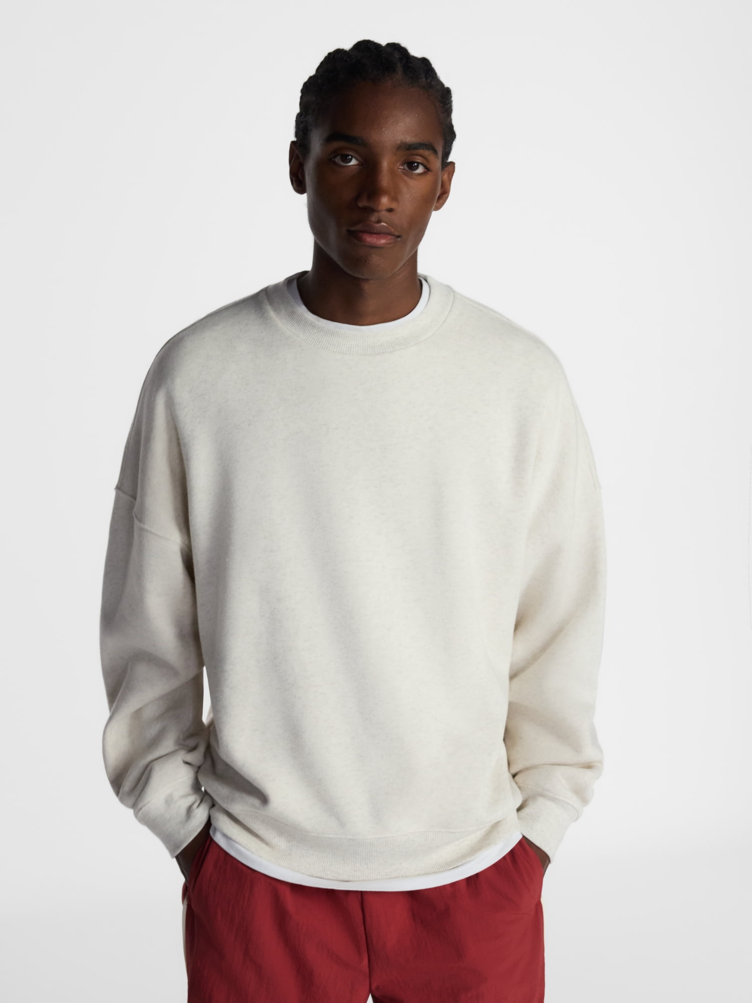 No Boundaries Crewneck Fleece Sweatshirt with Long Sleeves, Men's XS-4XLT