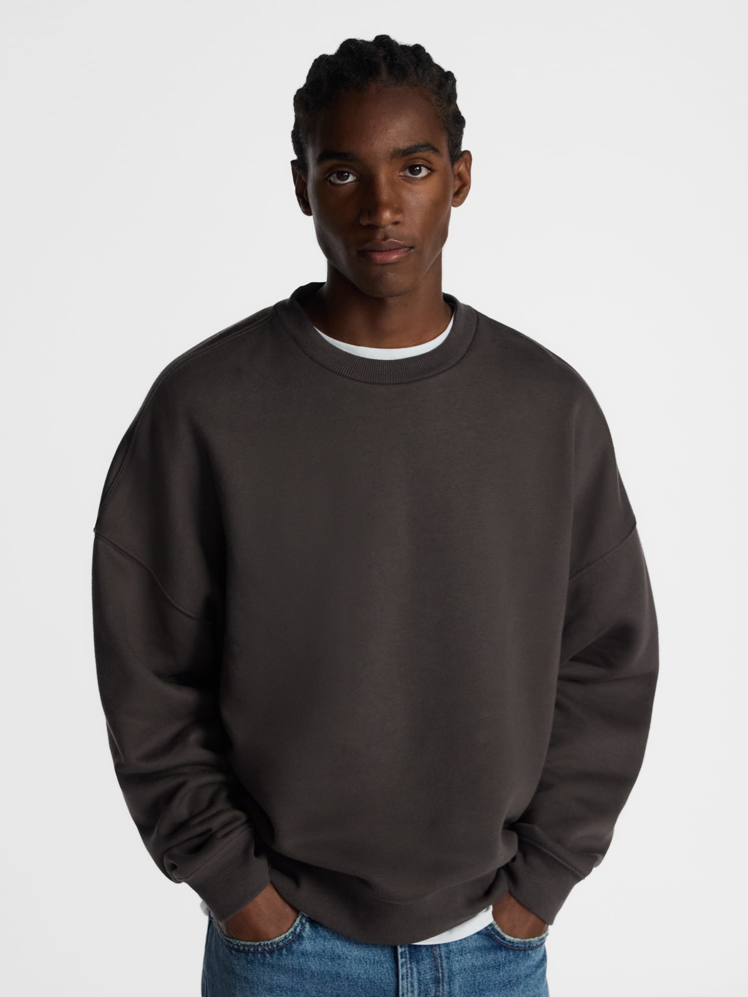 No Boundaries Crewneck Fleece Sweatshirt with Long Sleeves, Men's XS-4XLT