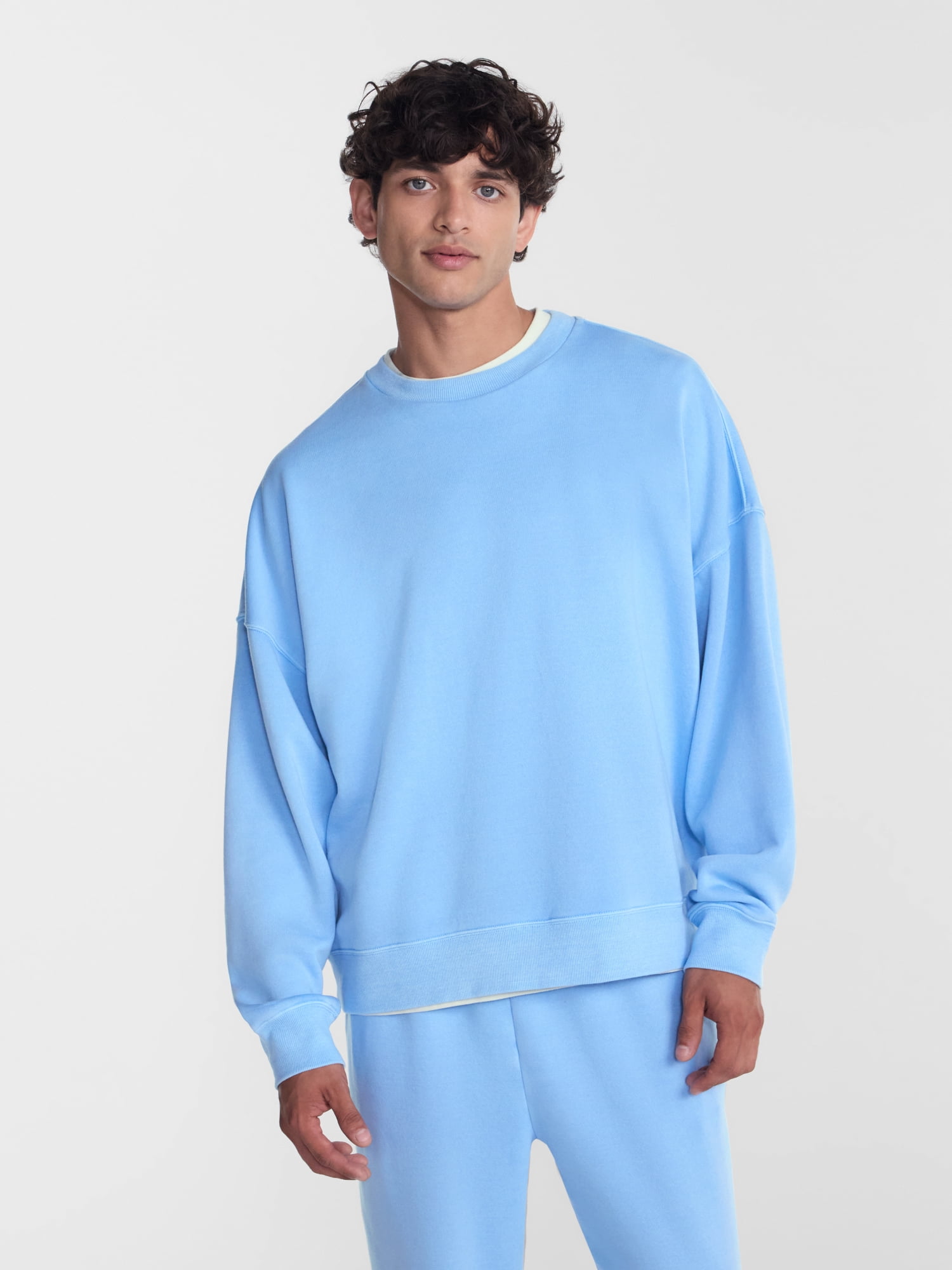 No Boundaries Crewneck Fleece Sweatshirt with Long Sleeves, Men's XS-4XLT