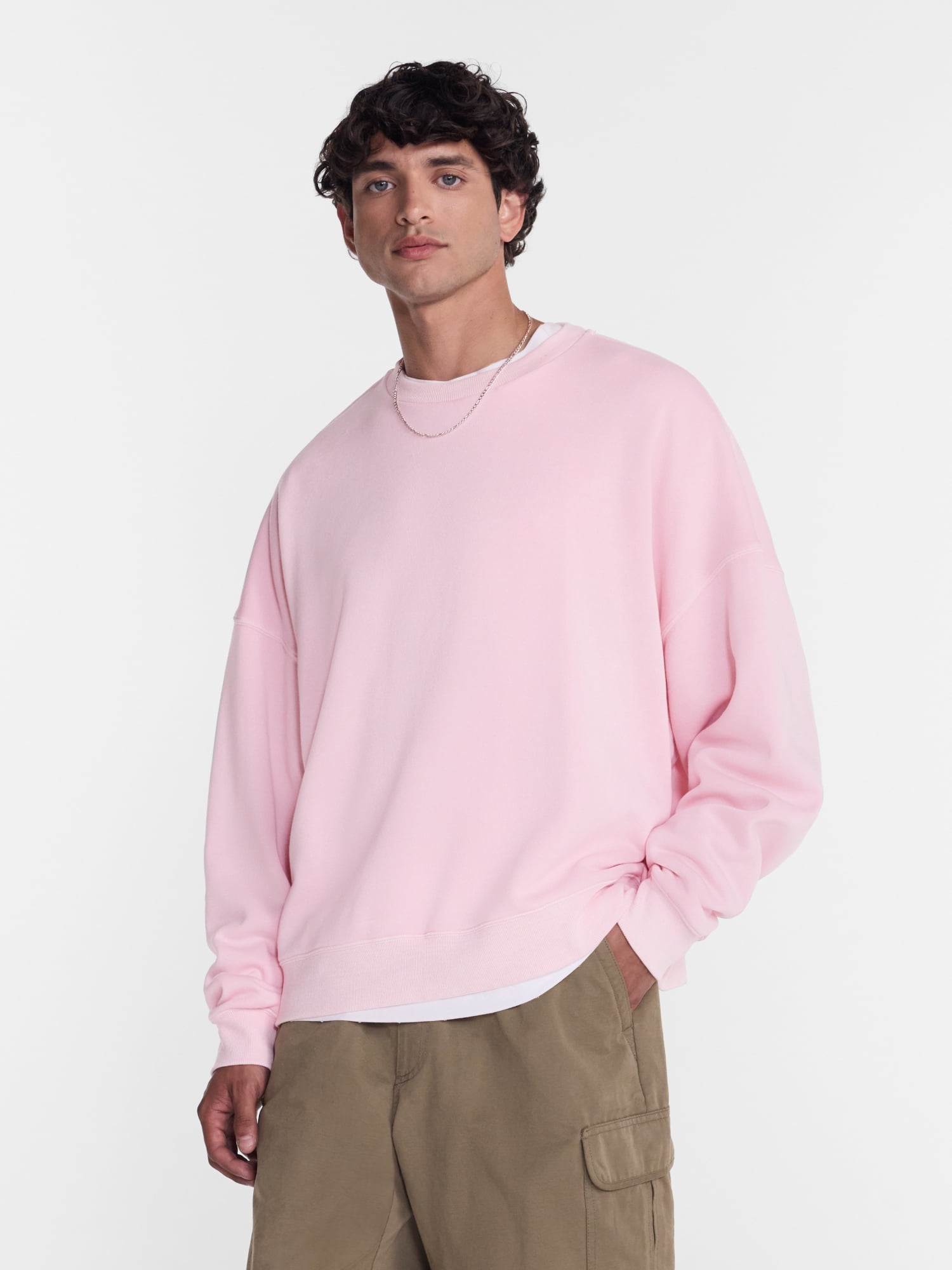No Boundaries Crewneck Fleece Sweatshirt with Long Sleeves, Men's XS-4XLT