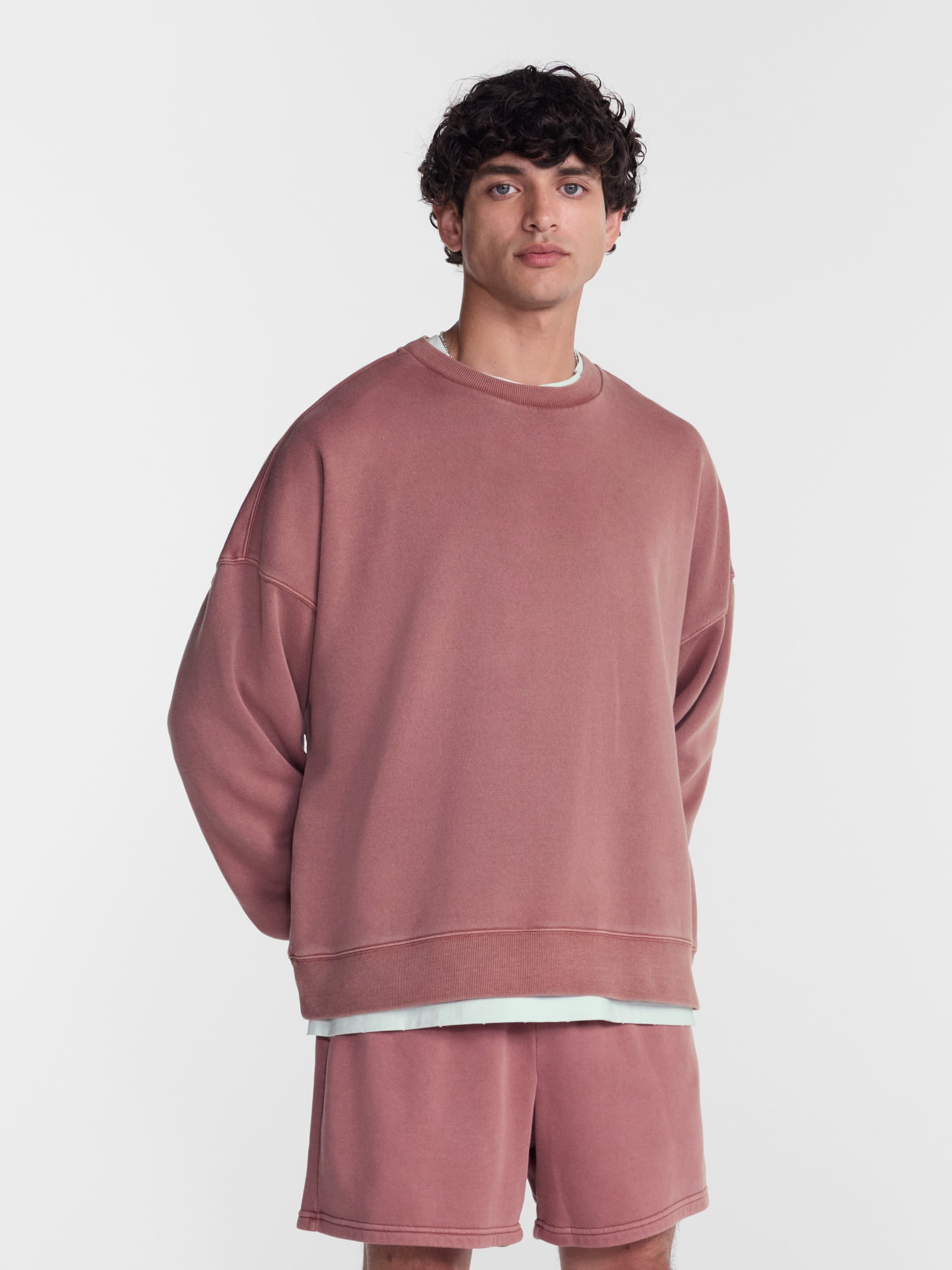 No Boundaries Crewneck Fleece Sweatshirt with Long Sleeves, Men's XS-4XLT