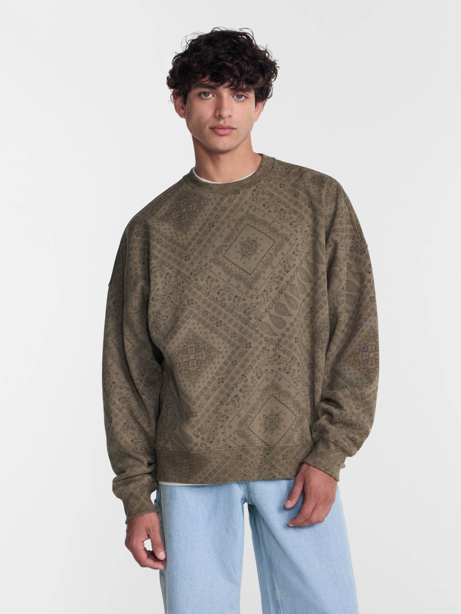 No Boundaries Crewneck Fleece Sweatshirt with Long Sleeves, Men's XS-4XLT