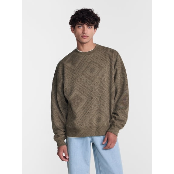 No Boundaries Crewneck Fleece Sweatshirt with Long Sleeves, Men's XS-4XLT