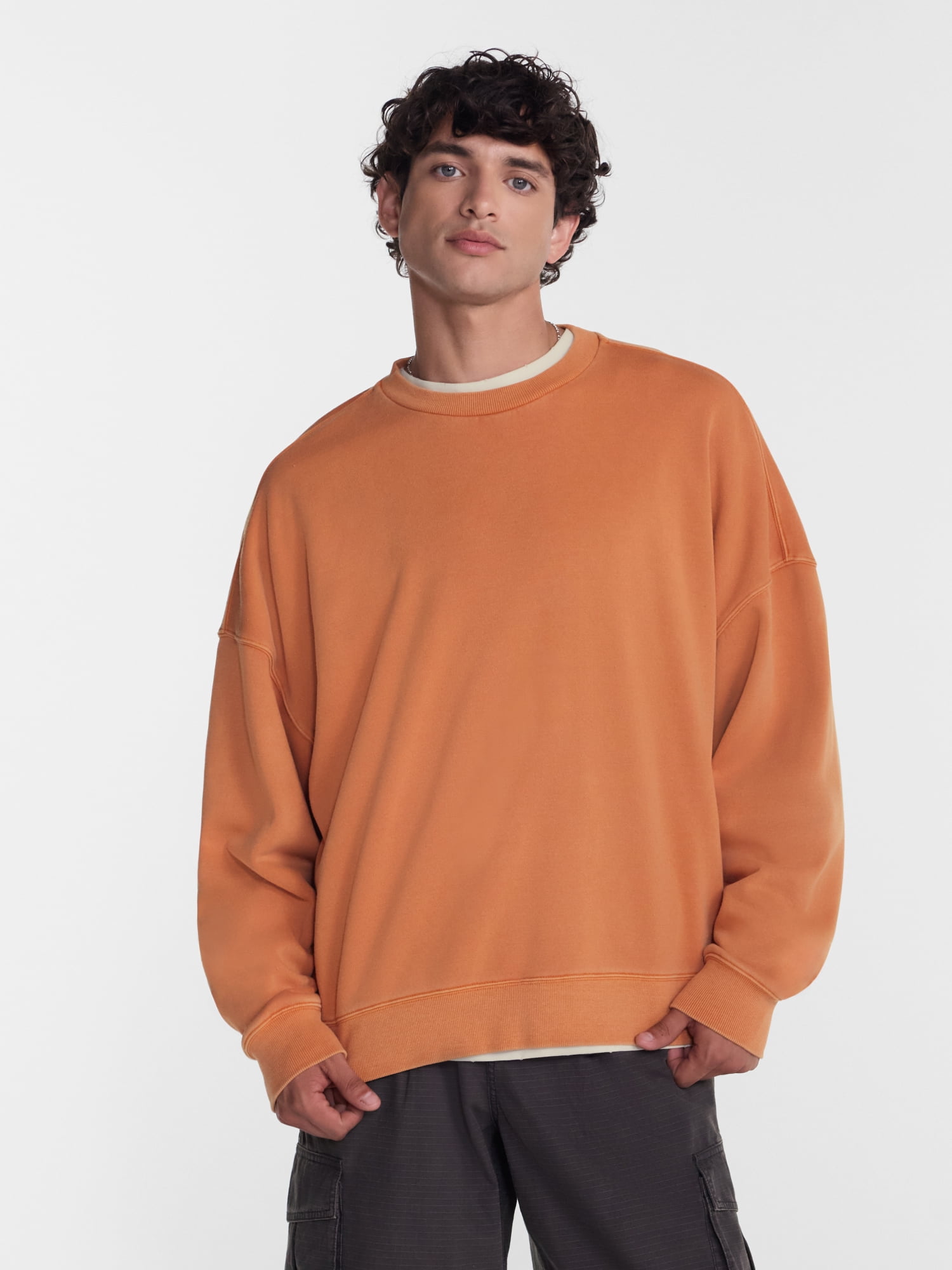 No Boundaries Crewneck Fleece Sweatshirt with Long Sleeves, Men's XS-4XLT