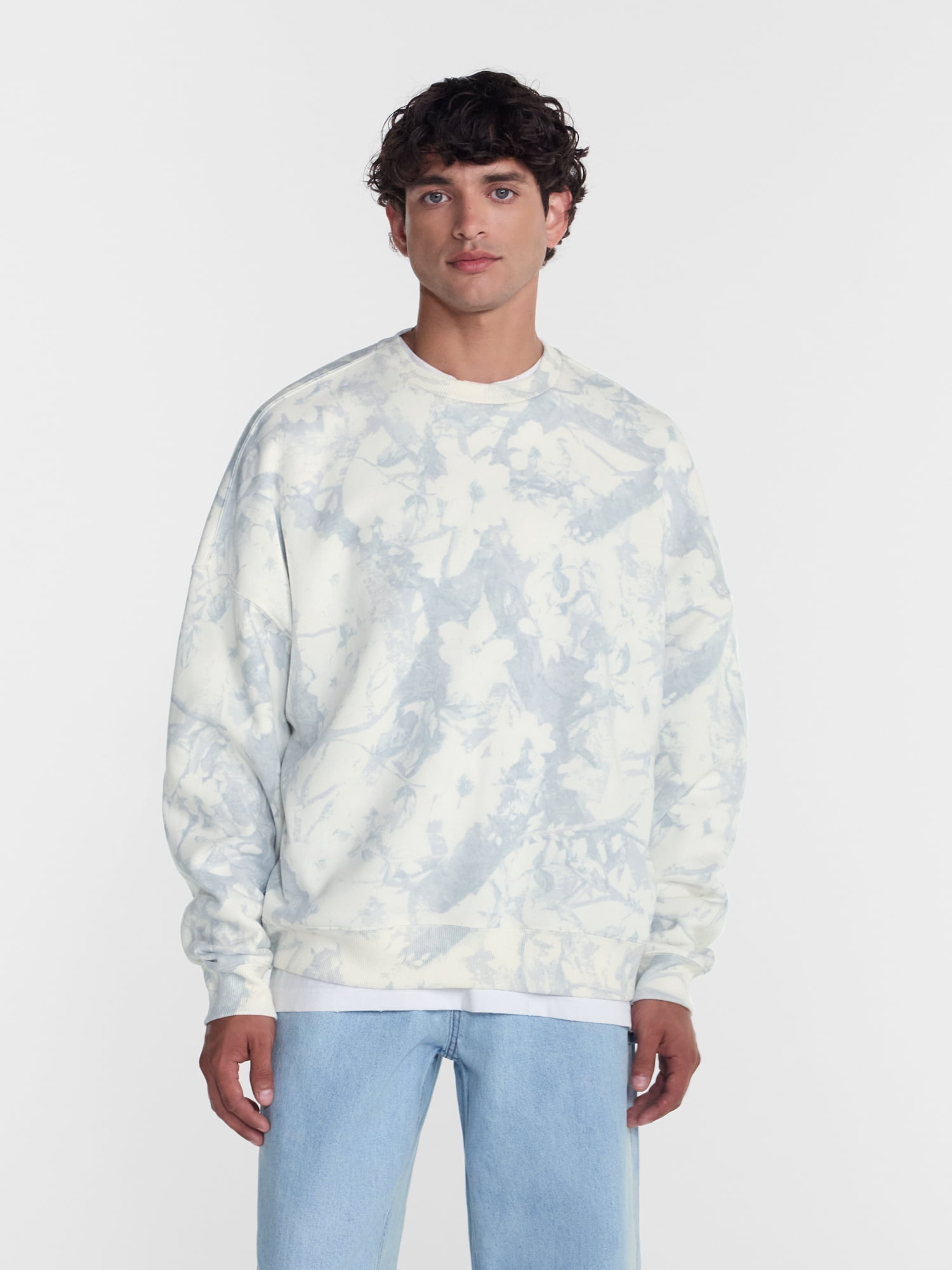 No Boundaries Crewneck Fleece Sweatshirt with Long Sleeves, Men's XS-4XLT