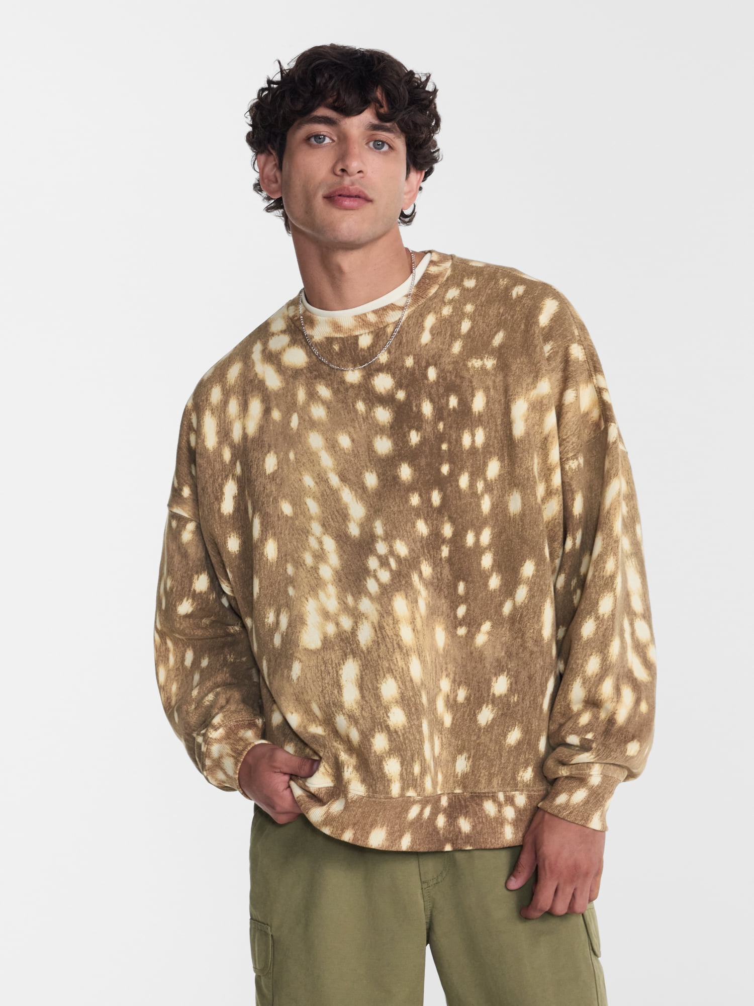 No Boundaries Crewneck Fleece Sweatshirt with Long Sleeves, Men's XS-4XLT