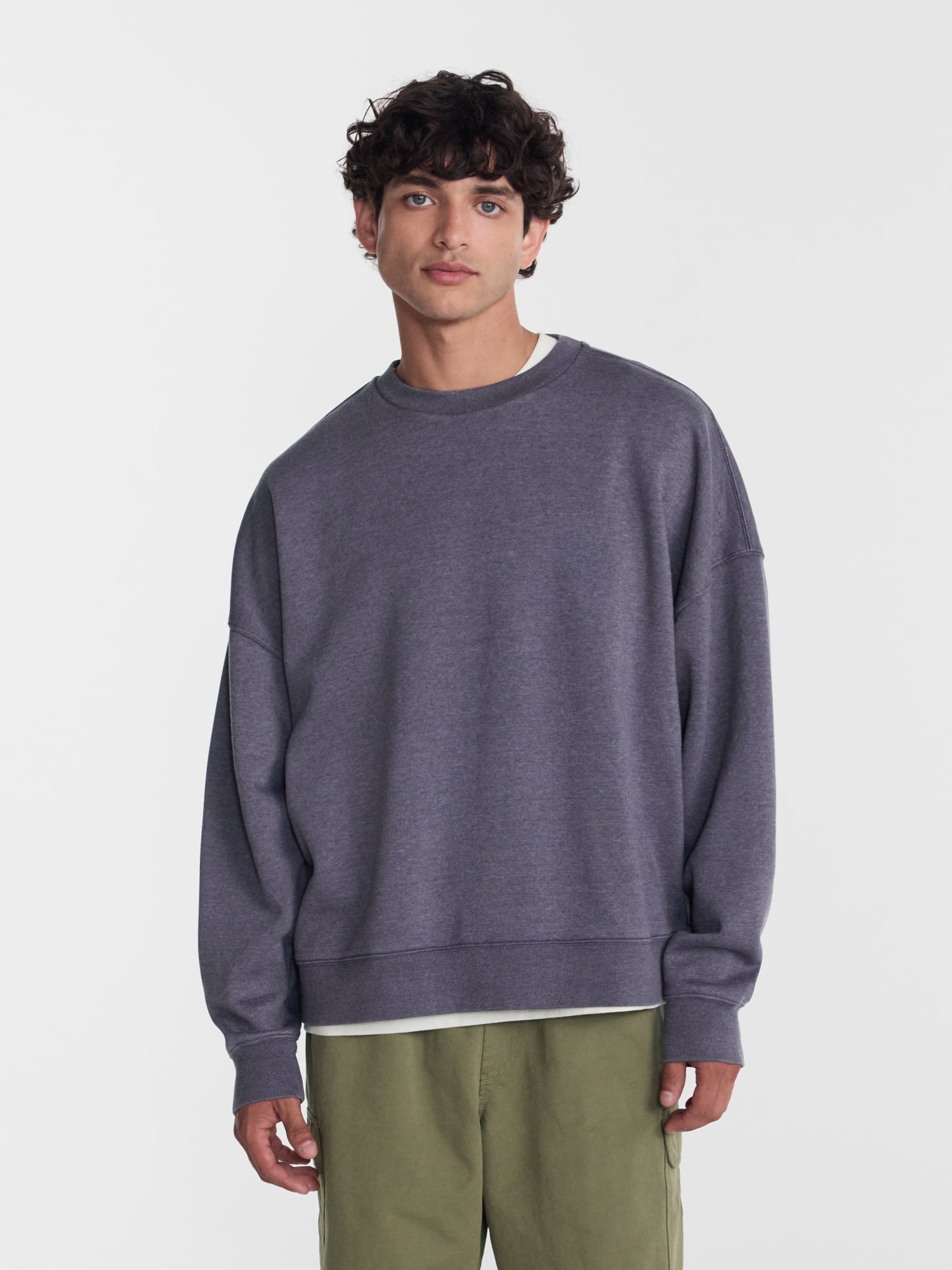 No Boundaries Crewneck Fleece Sweatshirt with Long Sleeves, Men's XS-4XLT