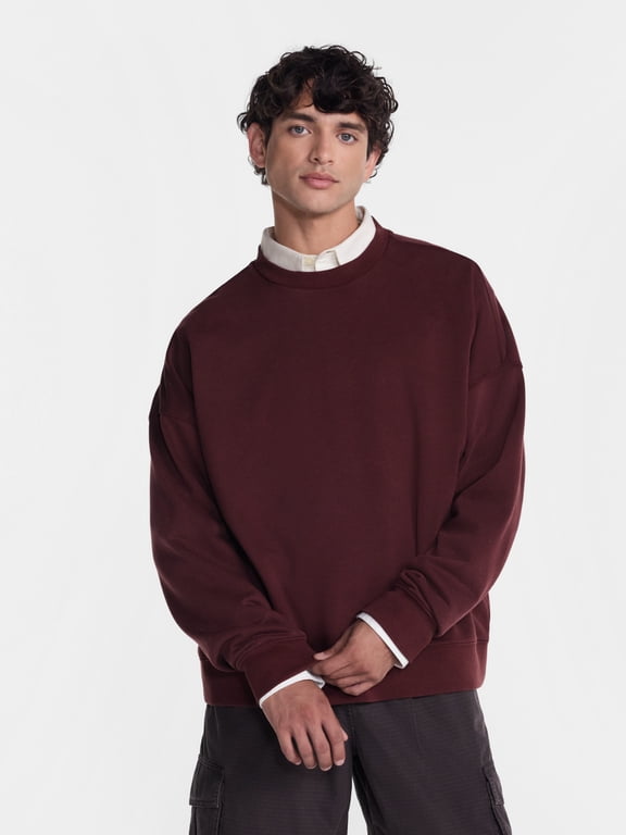 Crewneck Fleece Sweatshirt with Long Sleeves, Men's XS-4XLT