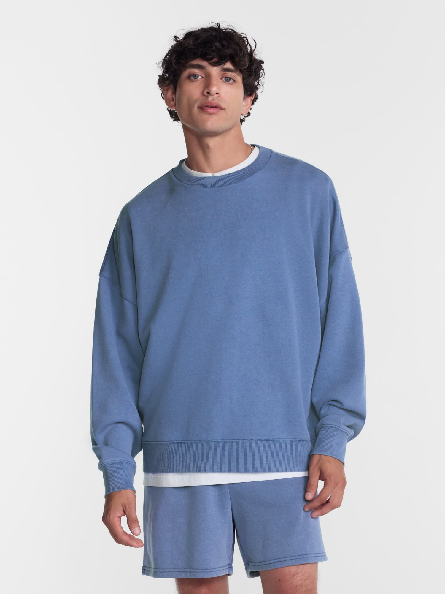 No Boundaries Crewneck Fleece Sweatshirt with Long Sleeves, Men's XS-4XLT