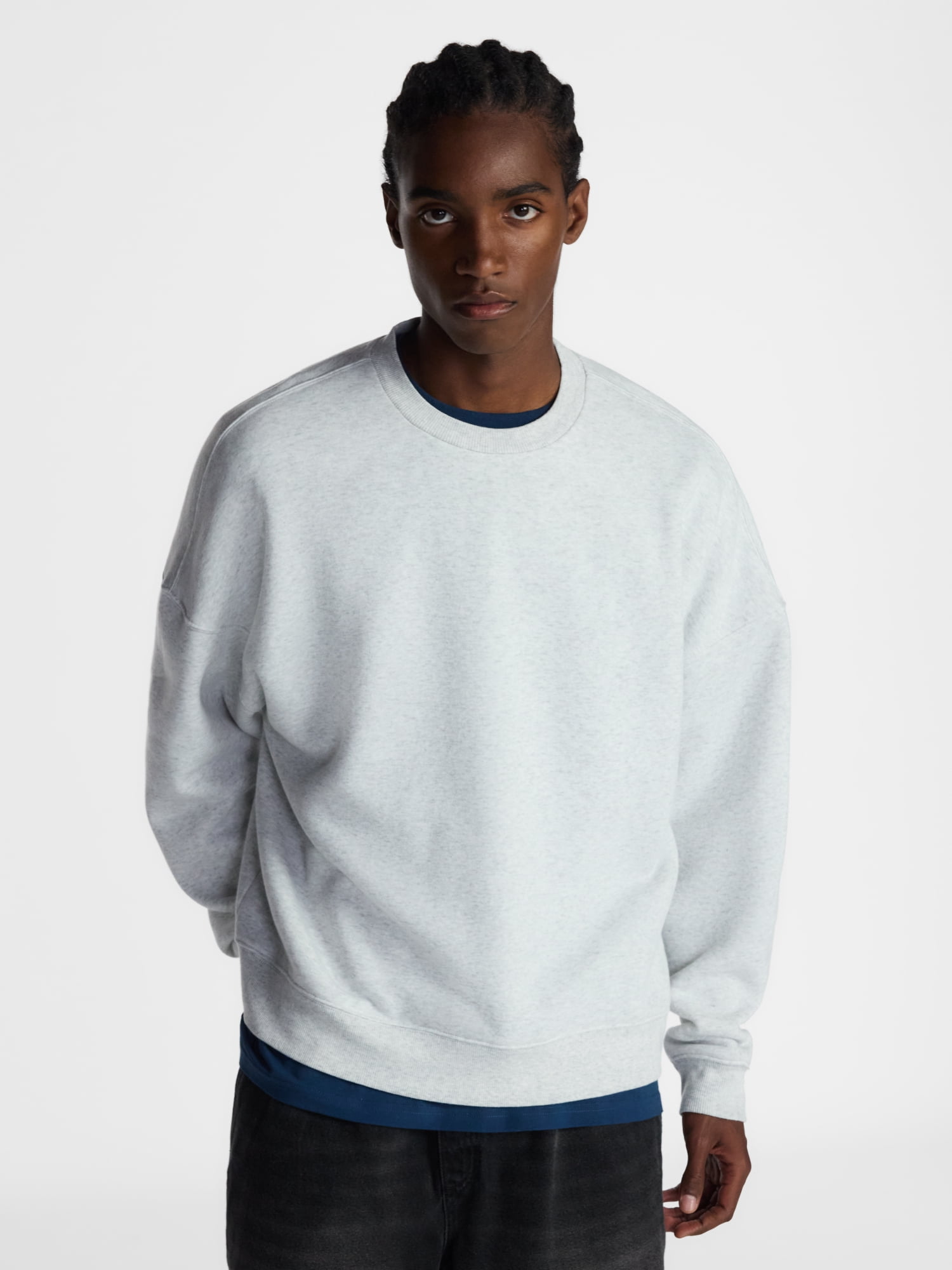 No Boundaries Crewneck Fleece Sweatshirt with Long Sleeves, Men's XS-4XLT
