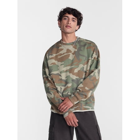 No Boundaries Crewneck Fleece Sweatshirt with Long Sleeves, Men's XS-4XLT