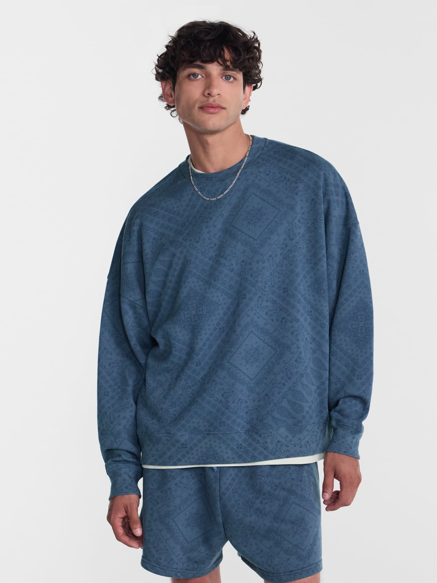 No Boundaries Crewneck Fleece Sweatshirt with Long Sleeves, Men's XS-4XLT