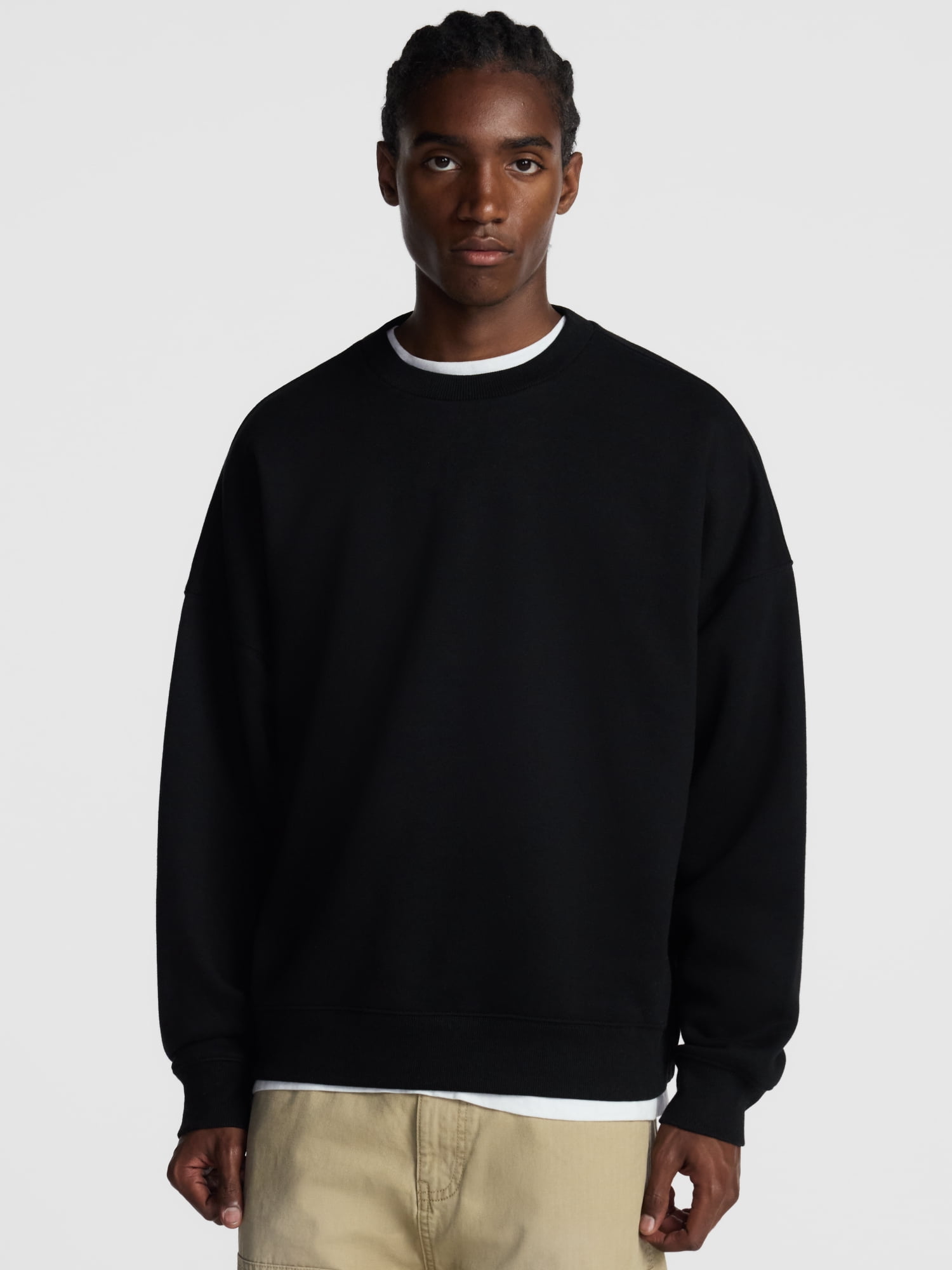No Boundaries Crewneck Fleece Sweatshirt with Long Sleeves, Men's XS-4XLT