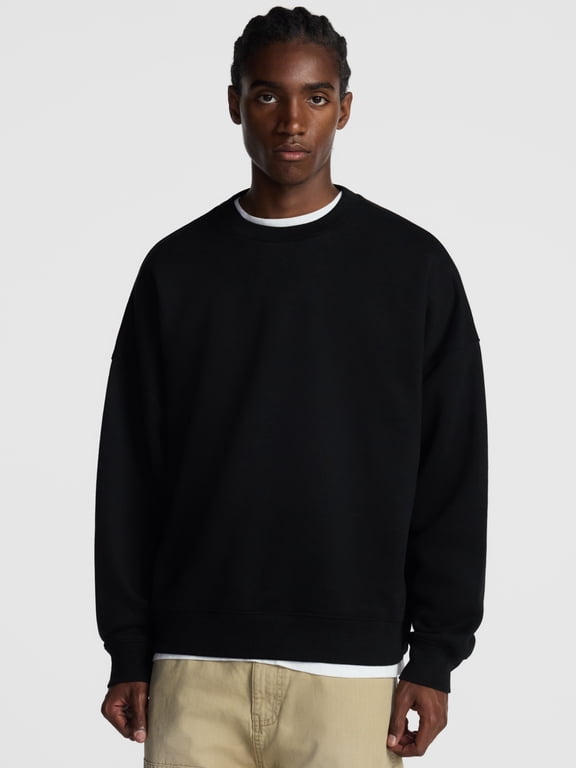 Crewneck Fleece Sweatshirt with Long Sleeves, Men's XS-4XLT