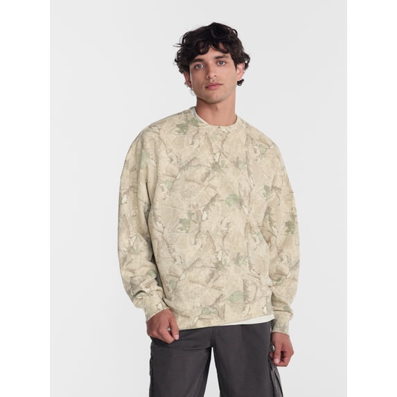 No Boundaries Crewneck Fleece Sweatshirt with Long Sleeves, Men's XS-4XLT