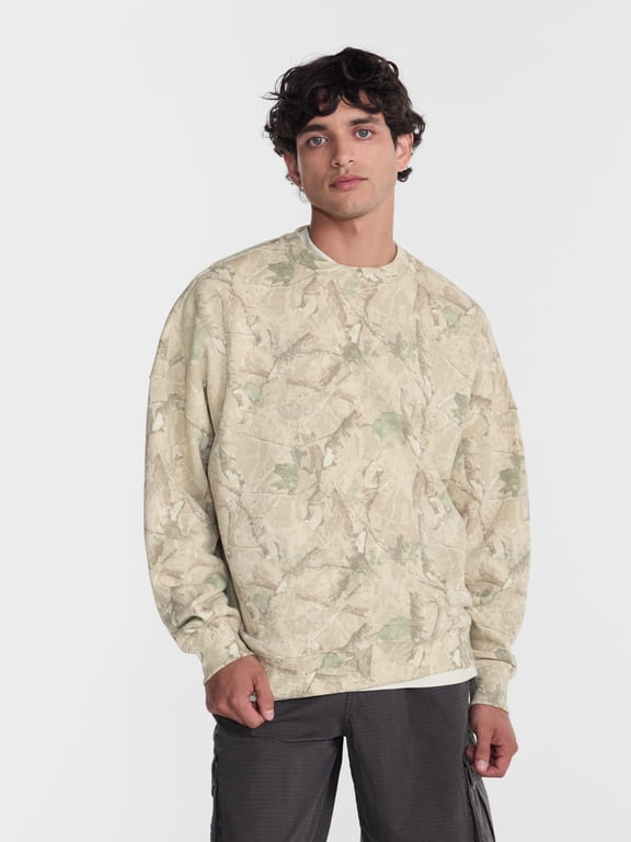 Crewneck Fleece Sweatshirt with Long Sleeves, Men's XS-4XLT