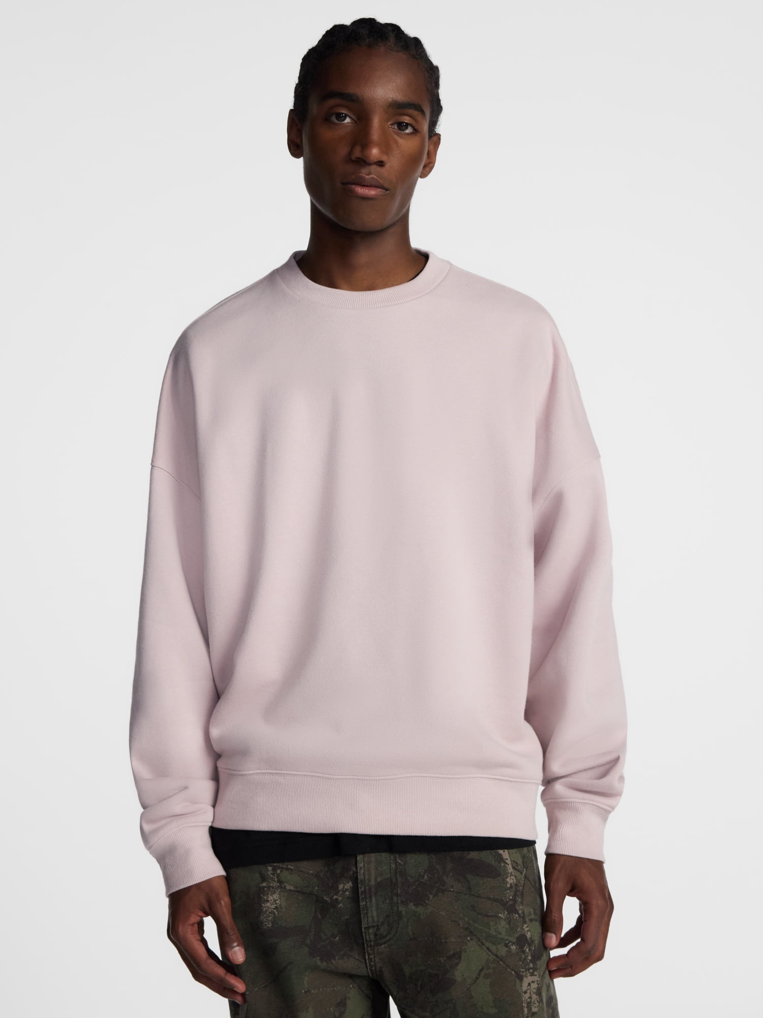 No Boundaries Crewneck Fleece Sweatshirt with Long Sleeves, Men's XS-4XLT