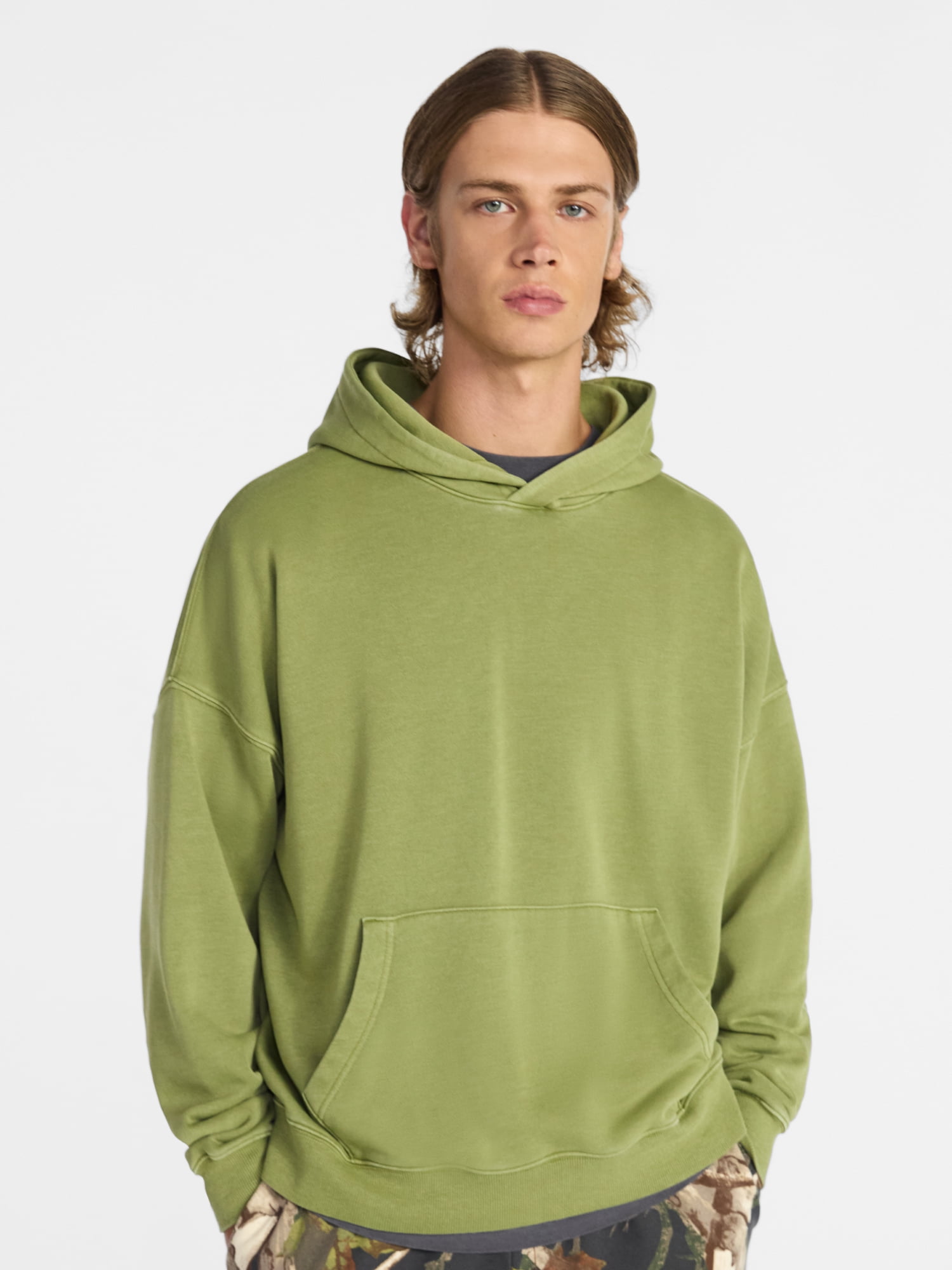 No Boundaries Boxy Fit Cropped Sweatshirt Hoodie, Men's & Big Men's