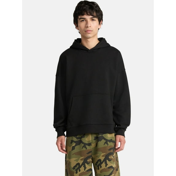 No Boundaries Boxy Fit Cropped Sweatshirt Hoodie, Men's & Big Men's