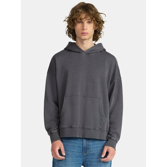 No Boundaries Boxy Fit Cropped Sweatshirt Hoodie, Men's & Big Men's