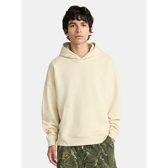 No Boundaries Men's & Big Men's Boxy Fit Cropped Sweatshirt Hoodie, Sizes XS-5XL