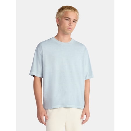 No Boundaries Cotton Oversized Cropped Tee with Short Sleeves, Men's and Big Men's XS-5XL