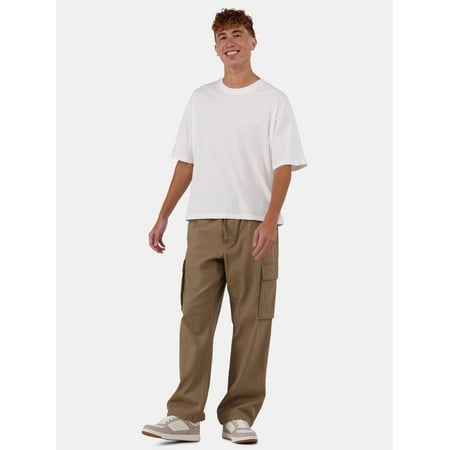 No Boundaries Men's and Big Men's Cotton Oversized Cropped Tee with Short Sleeves, XS-5XL