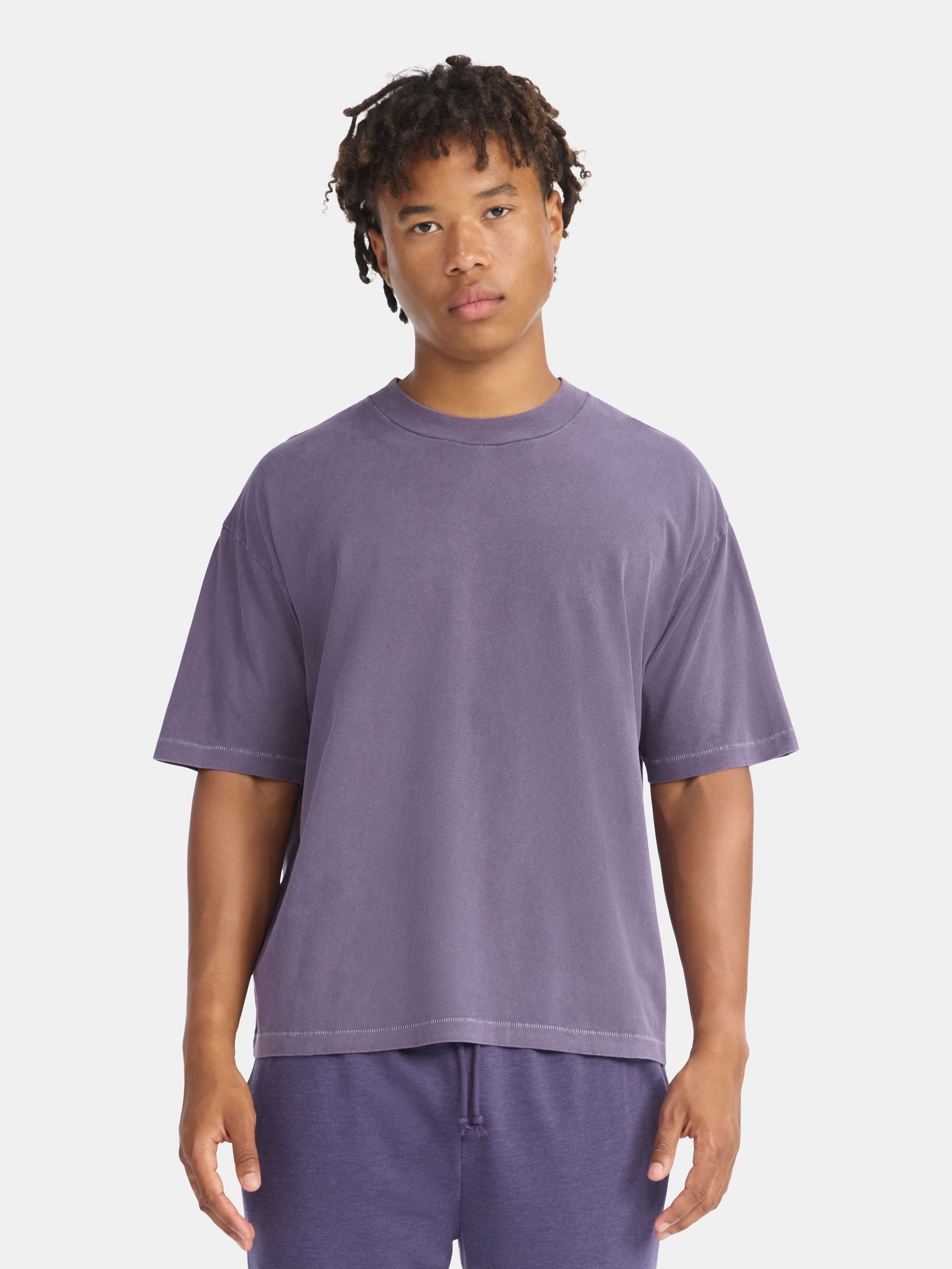 No Boundaries Cotton Oversized Cropped Tee with Short Sleeves, Men's and Big Men's XS-5XL