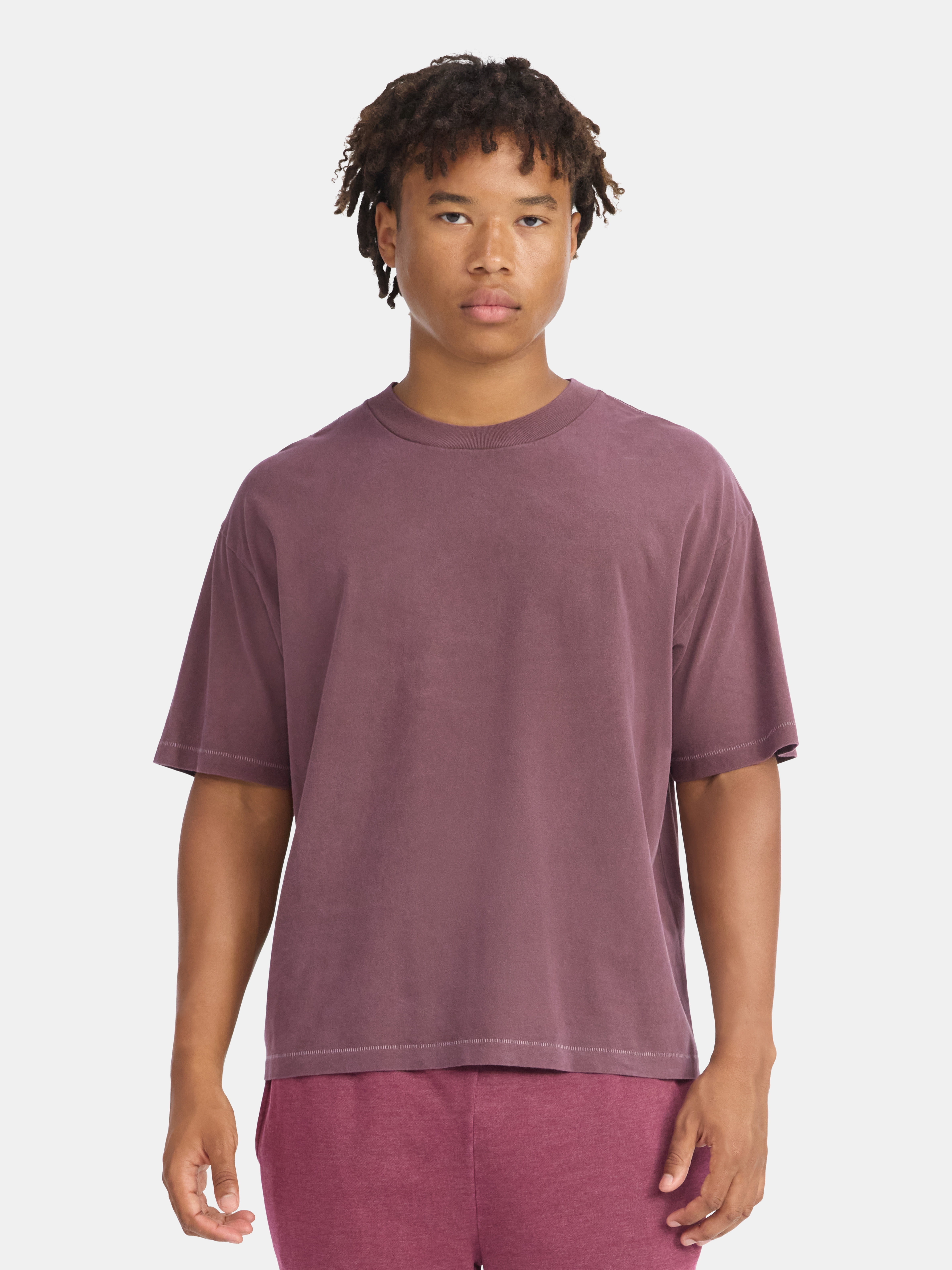 No Boundaries Cotton Oversized Cropped Tee with Short Sleeves, Men's and Big Men's XS-5XL