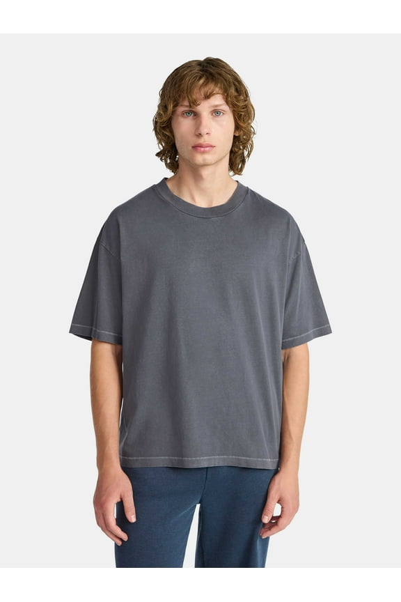 Cotton Oversized Cropped Tee, Men's & Big Men's