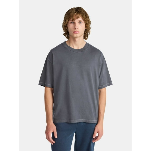 No Boundaries Cotton Oversized Cropped Tee, Men's & Big Men's