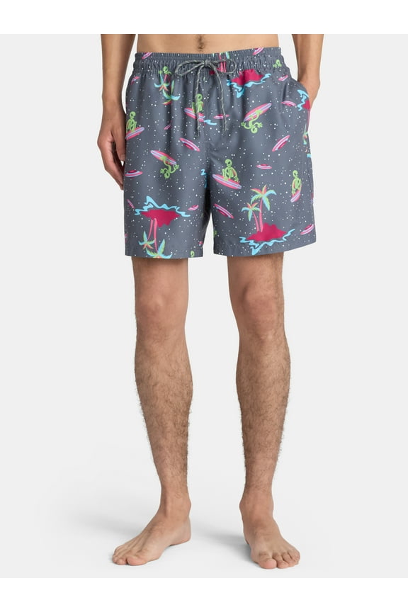 Elastic Waist Swim Shorts, 6" Inseam, Men's & Big Men's