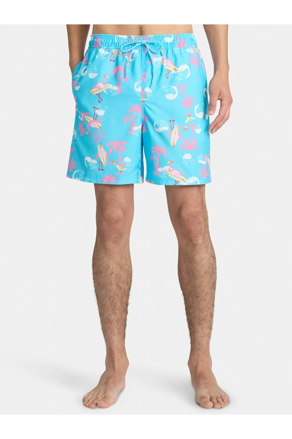 Elastic Waist Swim Shorts, 6" Inseam, Men's & Big Men's