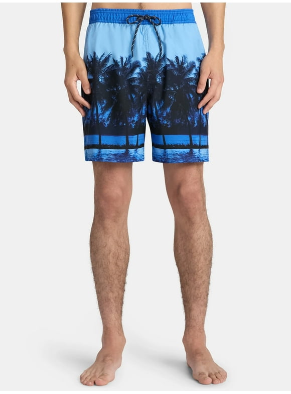 Men's & Big Men's Elastic Waist Swim Shorts, 6" Inseam, Size S-5XL